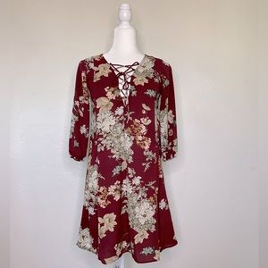 Stradivarius V-Neck Floral Red Dress